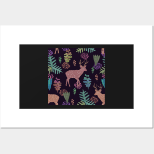 Deer in the Forest Pattern Posters and Art